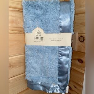 NEW Baby Blanket with Satin Trim Edges Blue Cozy Baby Gift | SNUG